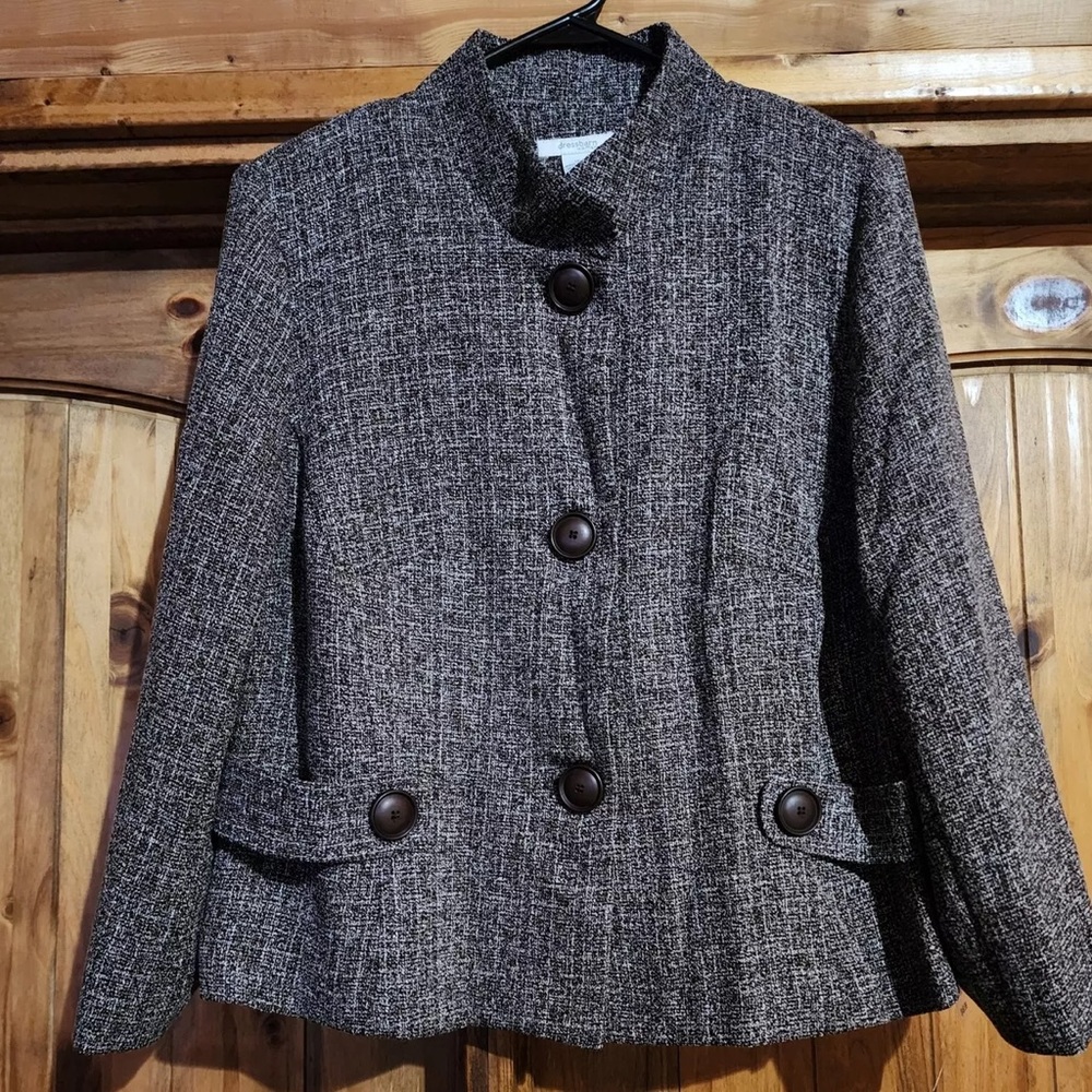 ♠️ DRESS BARN VINTAGE Jacket SZ:XL Black collar Button front closure 3/4 sleeves